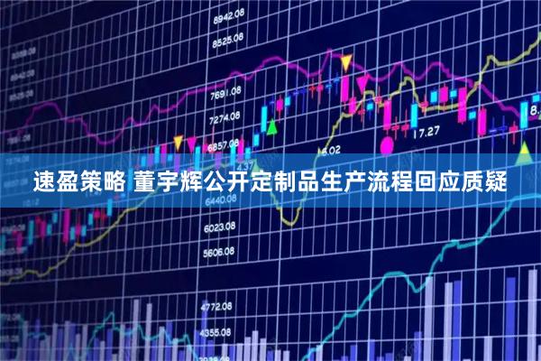 速盈策略 董宇辉公开定制品生产流程回应质疑